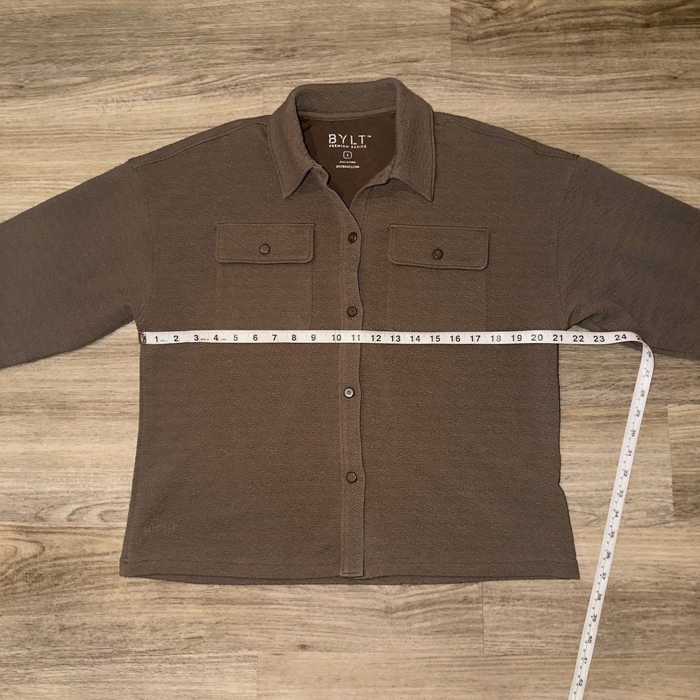 BYLT Serene Shacket Womens Small Dark Taupe Button Front Overshirt - Picture 7 of 11